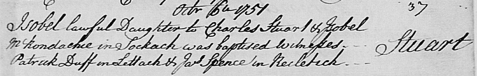 06 Oct 1751 baptism isobel stuart
