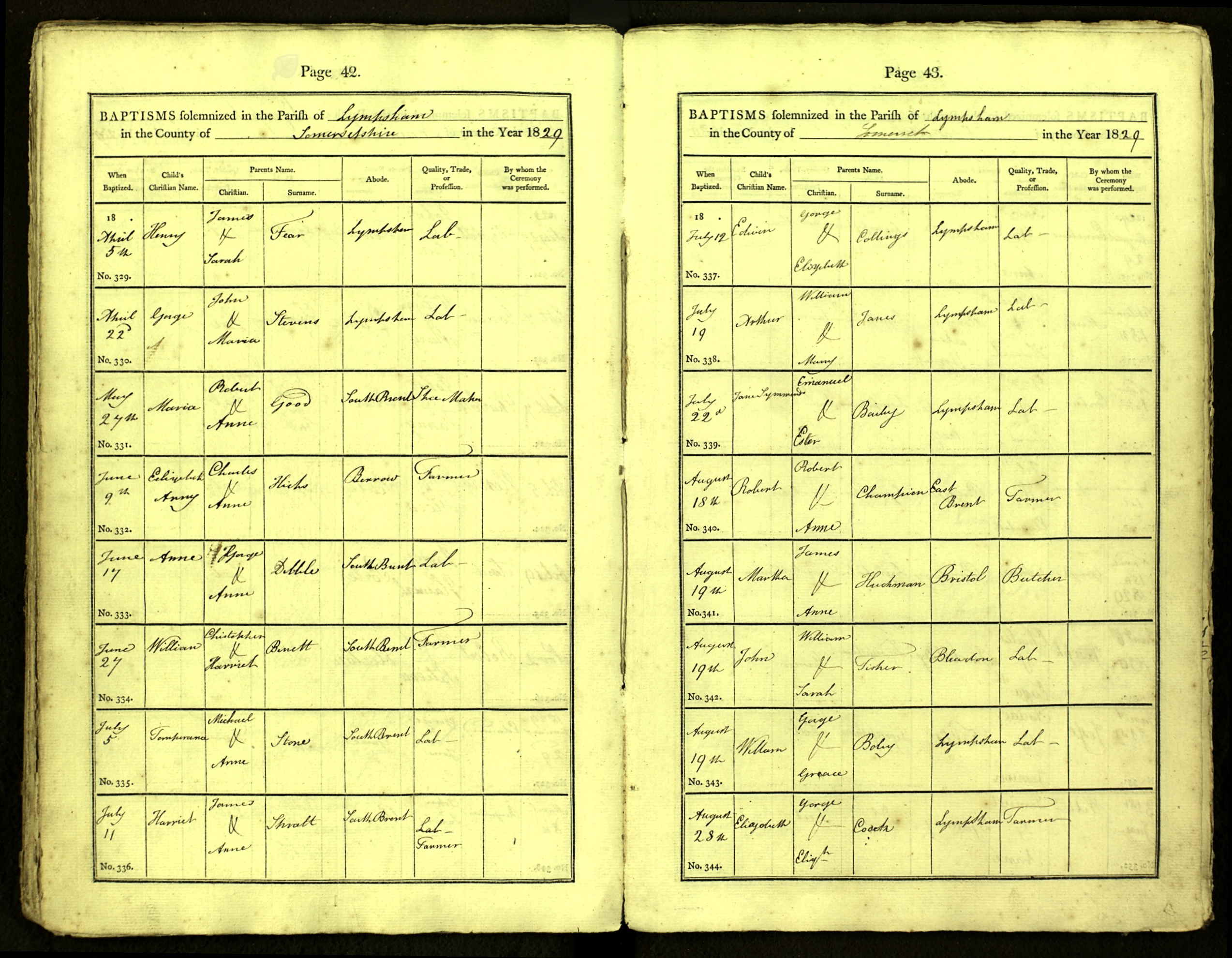 Somerset, England, Church of England Baptisms, 1813-1914